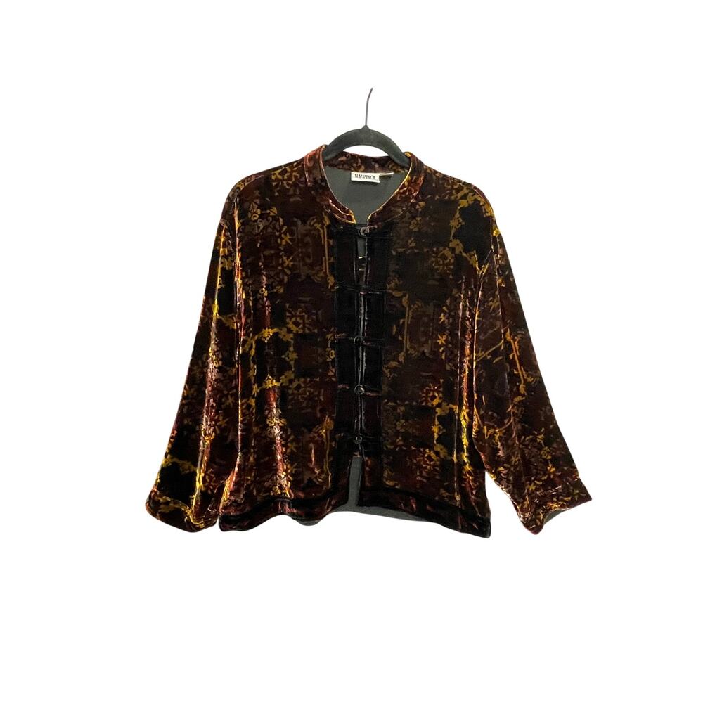 Chico’s Design Dark Boho Velvet Button Up‎ Shirt Women’s SZ Large Whimsigoth Y2K